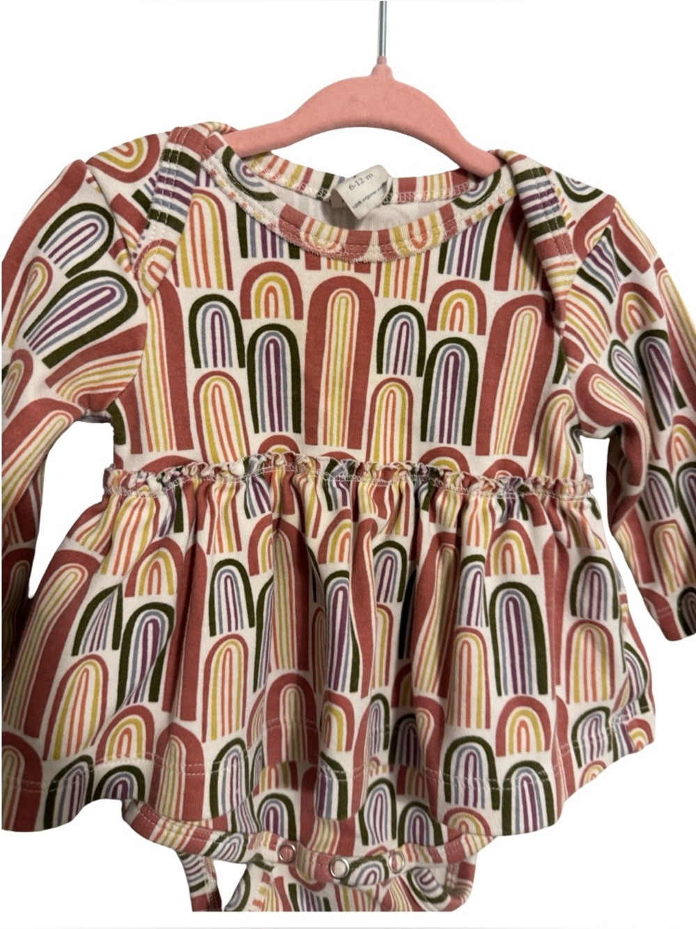 Kate Quinn Rainbow Bubble Skirt Bell Sleeve Dress 6-12 Months Organic Cotton